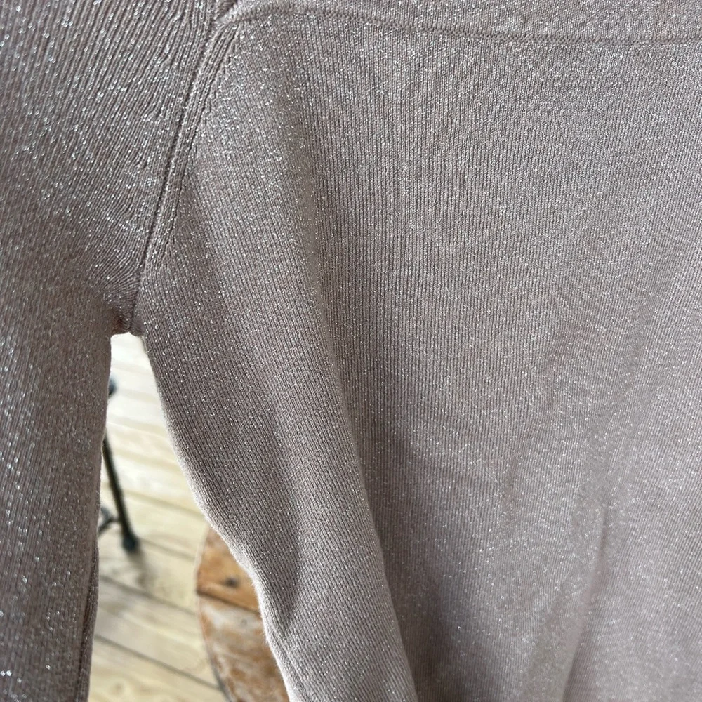 White House Black Market (WHBM) tan with gold shimmer sweater Square Neck Small
